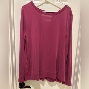 LOFT Fuchsia Long Sleeve Criss Cross Open Back Blouse